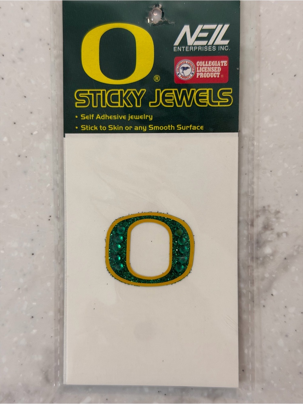 NWT Oregon Ducks "Sticky Jewels” Green & Yellow Rhinestone “O”